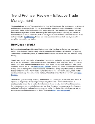 trend profiteer review effective trade management