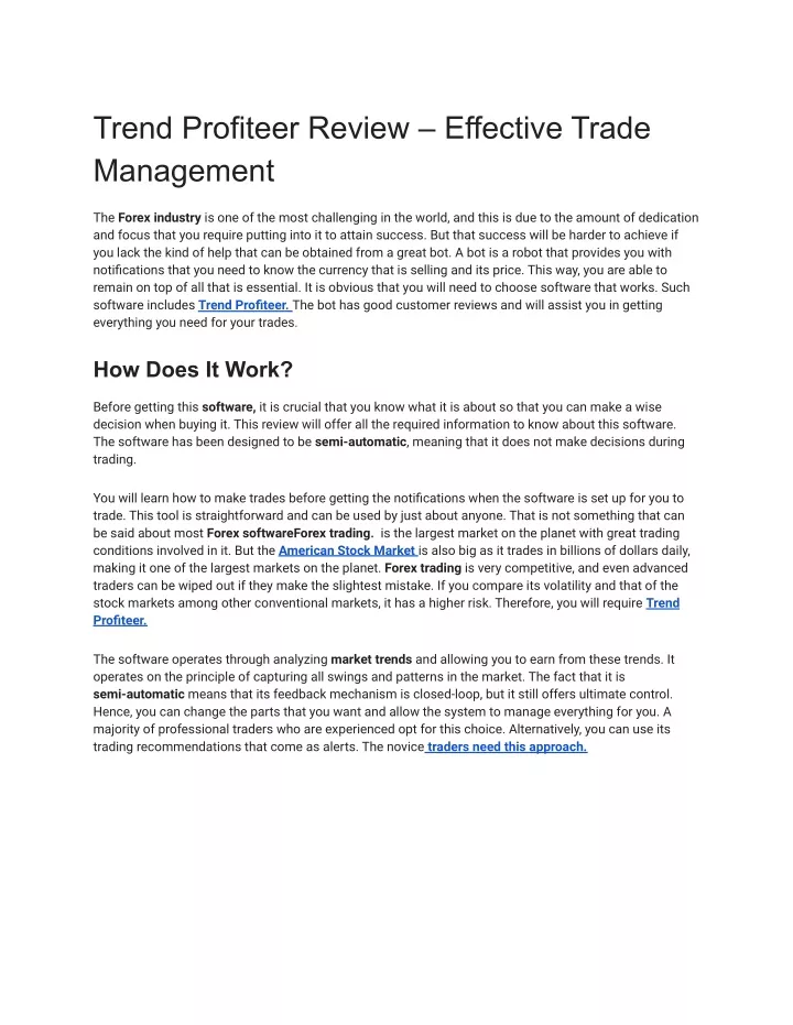 trend profiteer review effective trade management