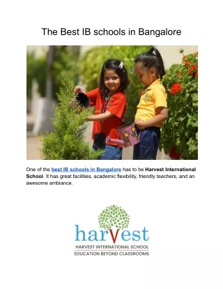 The Best IB schools in Bangalore
