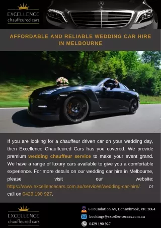Affordable and reliable wedding car hire in Melbourne