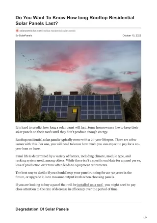 solarpanelslive.com-Do You Want To Know How long Rooftop Residential Solar Panels Last