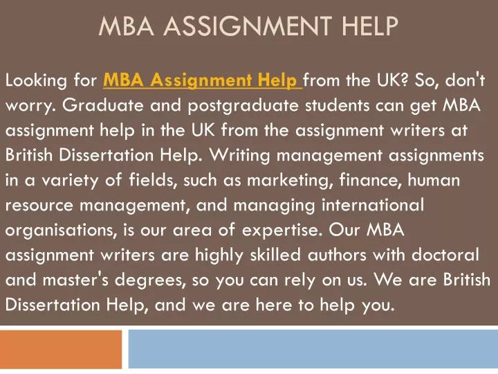 mba assignment help