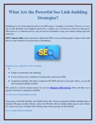 What Are the Powerful Seo Link-building Strategies?