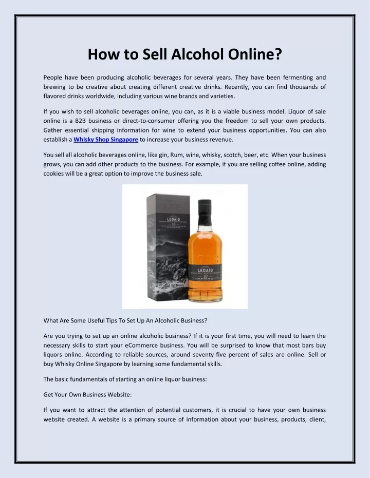 how to sell alcohol online