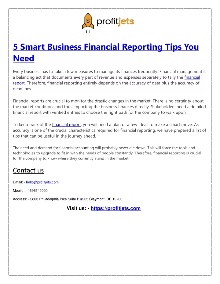 5 smart business financial reporting tips you need