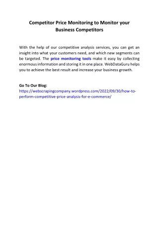 competitor price monitoring to monitor your