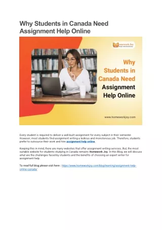 why students in canada need assignment help online