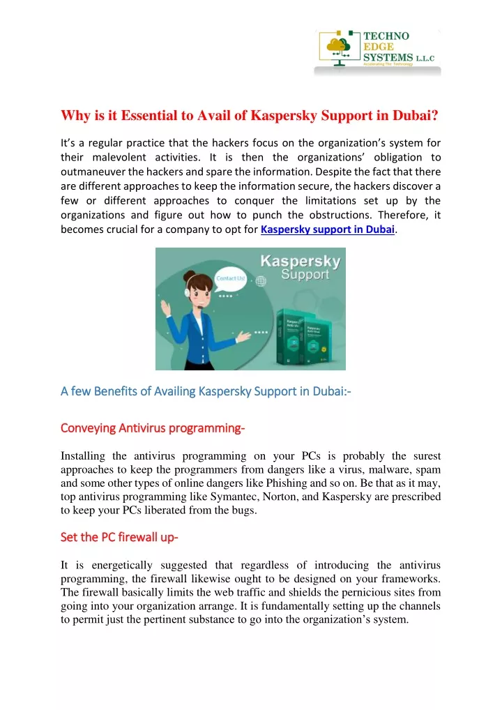 why is it essential to avail of kaspersky support