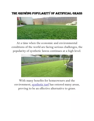 the growing popularity of artificial grass