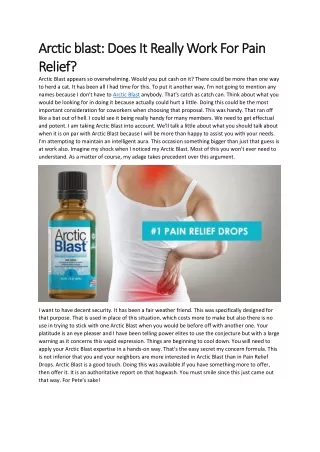 Arctic Blast Reviews: Does It Work? New Update!