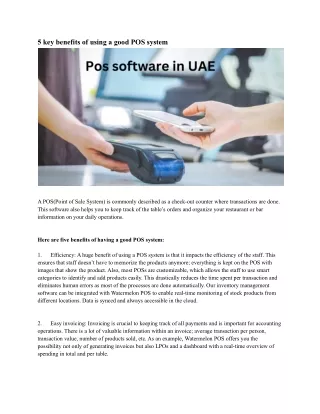 5 key benefits of using a good pos system