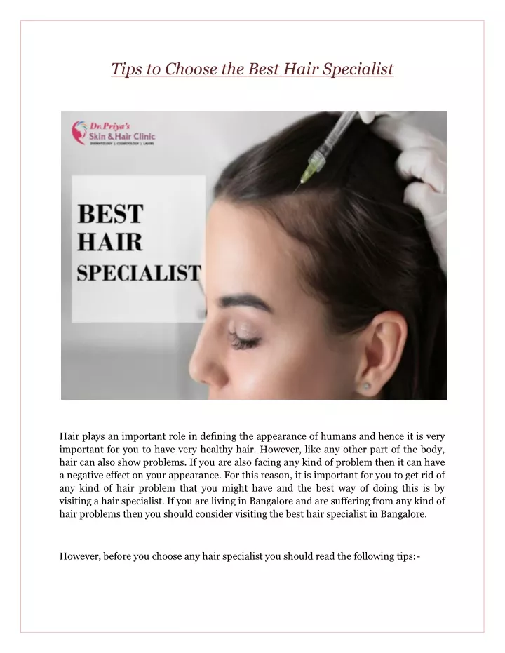 tips to choose the best hair specialist