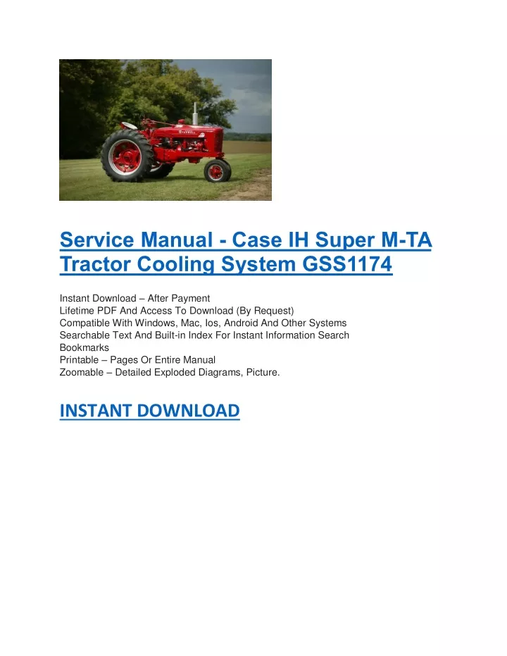 service manual case ih super m ta tractor cooling