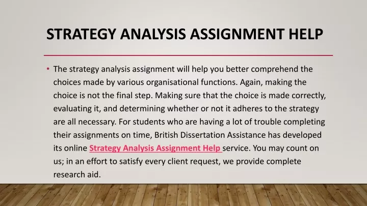 strategy analysis assignment help