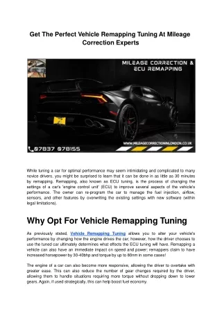 Get The Perfect Vehicle Remapping Tuning At Mileage Correction Experts.ppt