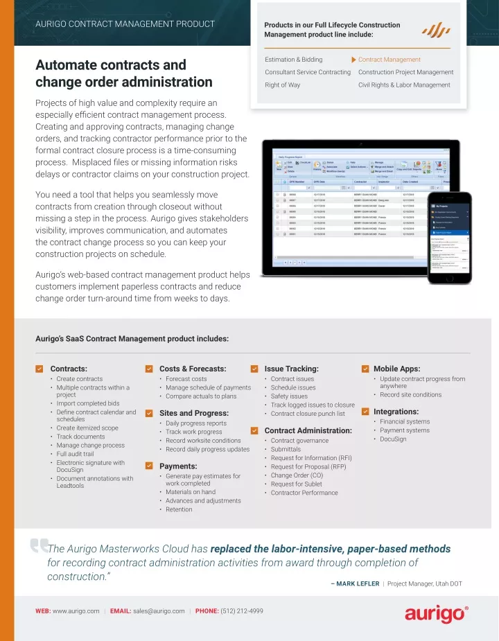 aurigo contract management product