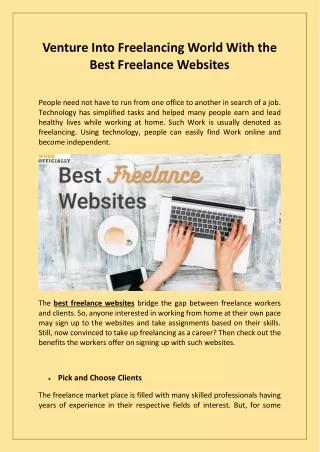 Venture Into Freelancing World With the Best Freelance Websites