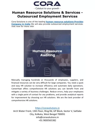 Human Resource Solutions & Services - Outsourced Employment Services