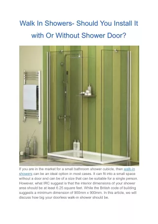 walk in showers should you install it