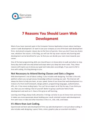 7 reasons you should learn web development