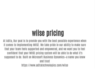 wiise pricing