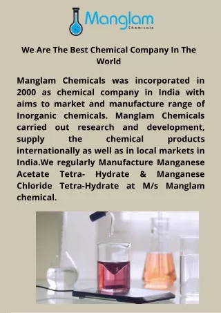 We Are The Leader In Chemical Business