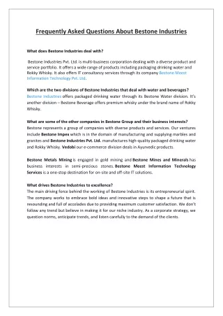 frequently asked questions about bestone