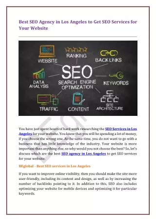 Best SEO Agency in Los Angeles To Get SEO Services For Your Website