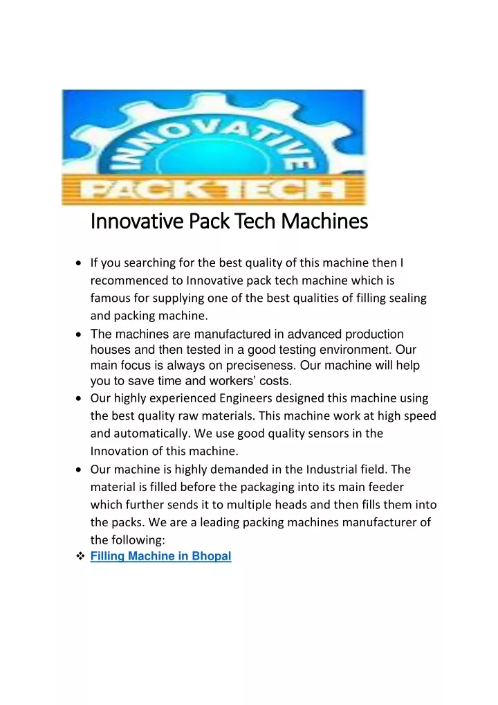 innovative pack tech machines innovative pack
