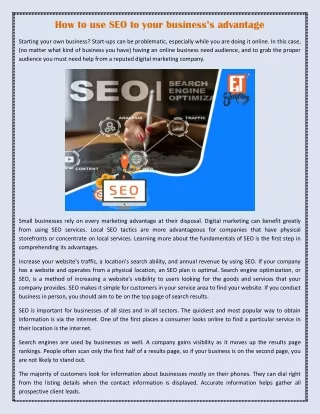 how to use seo to your business s advantage