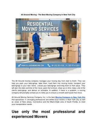 All Around Moving - The Best Moving Company in New York City.ppt