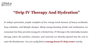 Drip IV Therapy And Hydration