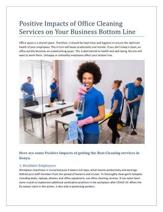 Positive Impacts of Office Cleaning Services on Your Business Bottom Line