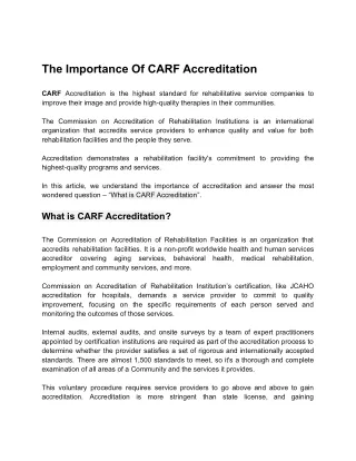 The Importance Of CARF Accreditation