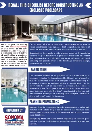 Checklist for Enclosed Poolscape