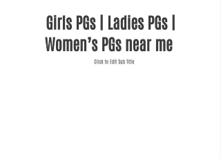 Girls PGs | Ladies PGs | Women’s PGs  near me