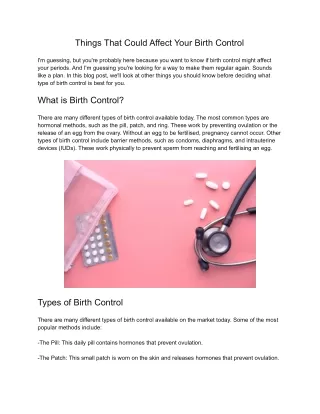 Things That Could Affect Your Birth Control