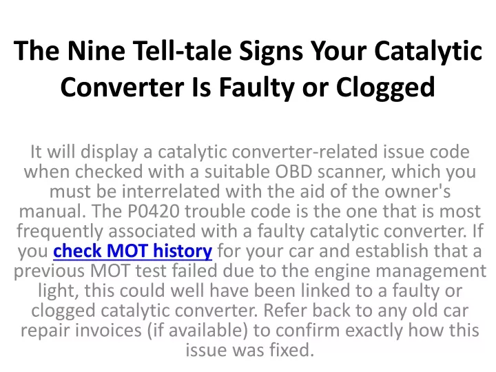 the nine tell tale signs your catalytic converter is faulty or clogged