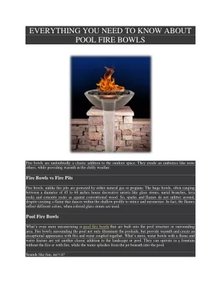 EVERYTHING YOU NEED TO KNOW ABOUT POOL FIRE BOWLS