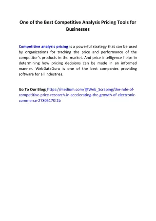 one of the best competitive analysis pricing