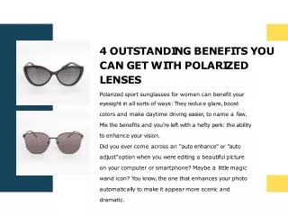 4 Outstanding Benefits You Can Get with Polarized Lenses