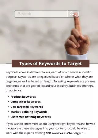 types of keywords to target