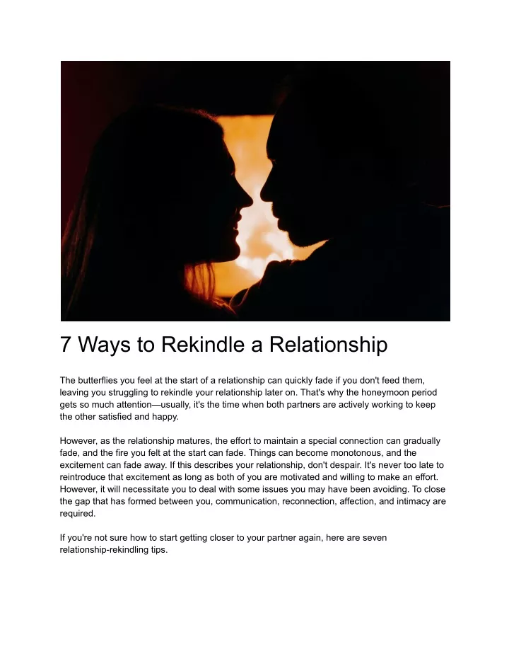 7 ways to rekindle a relationship
