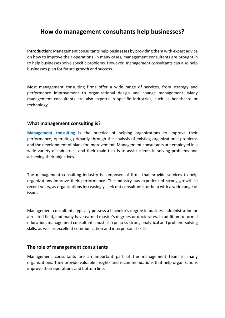 Management Help PPT - How do management consultants help businesses PowerPoint ...