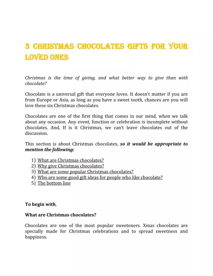 3 christmas chocolates gifts for your loved ones