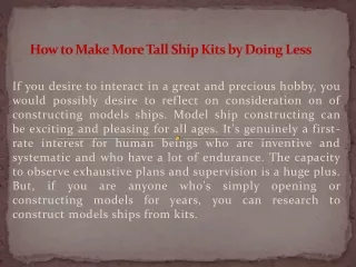 How to Make More Tall Ship Kits by Doing Less