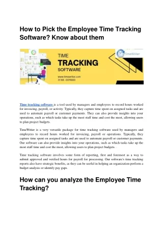 How to Pick the Employee Time Tracking Software Know about them.ppt