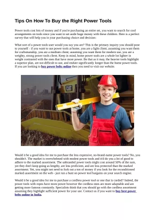 tips on how to buy the right power tools