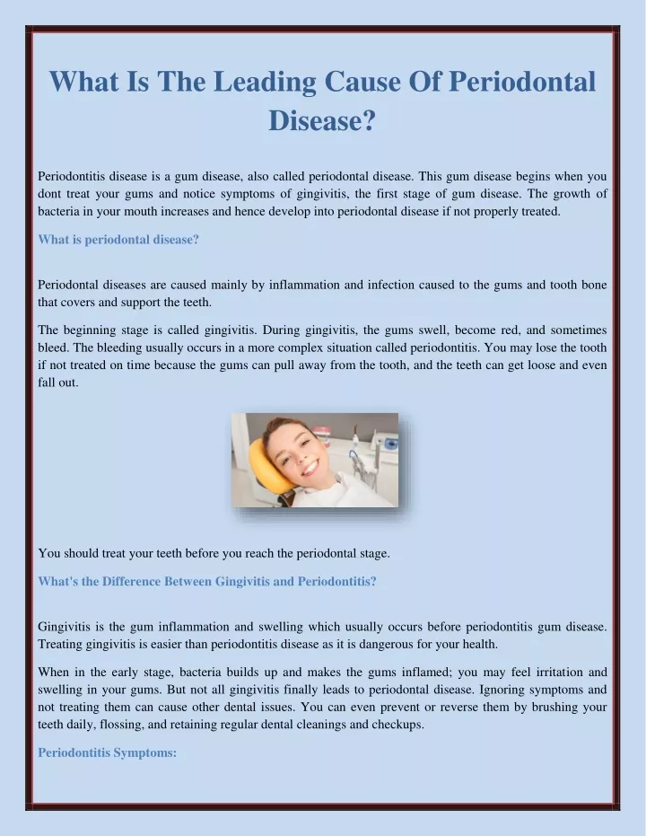 what is the leading cause of periodontal disease