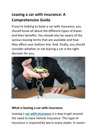 leasing a car with insurance a comprehensive guide